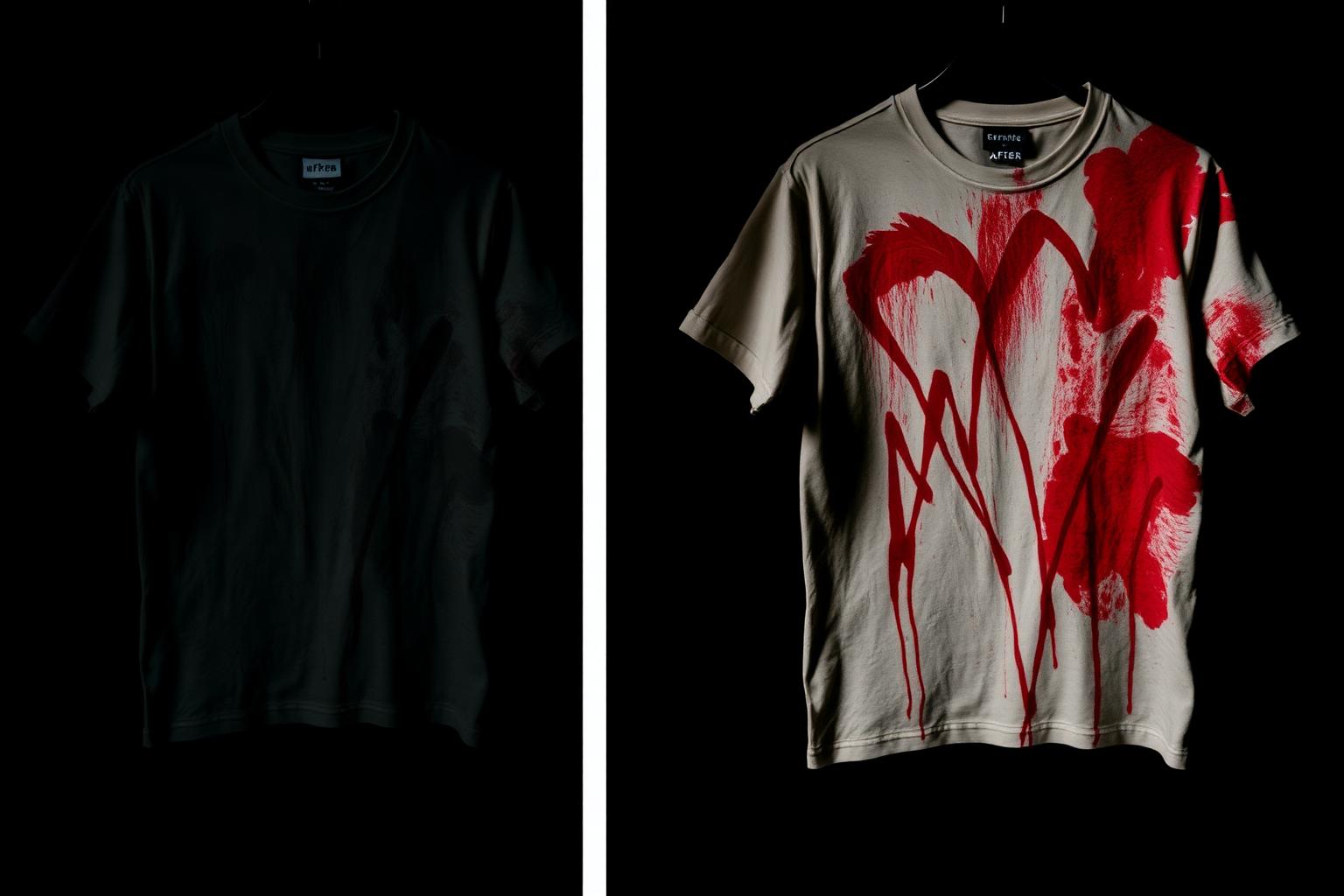 Before and after of a revived t-shirt